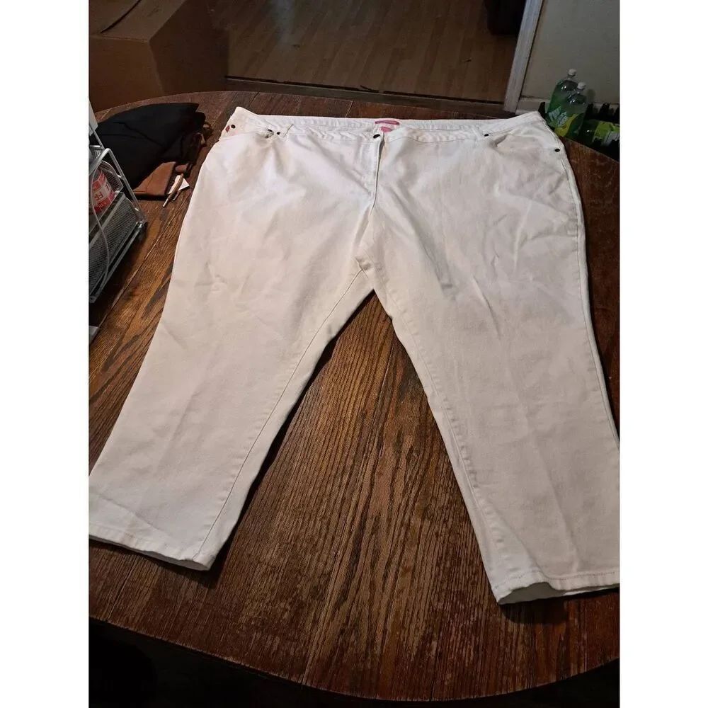 Woman Within Off White Denim Ankle Bootcut Jean Casual Pants 38W Plus Size